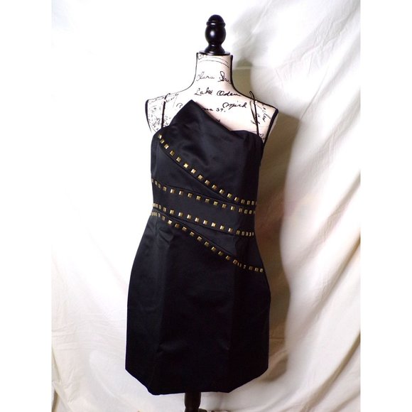 🆕 ABS ALLEN SCHWARTZ Satin Strapless Studded Dress 12 - Picture 3 of 9